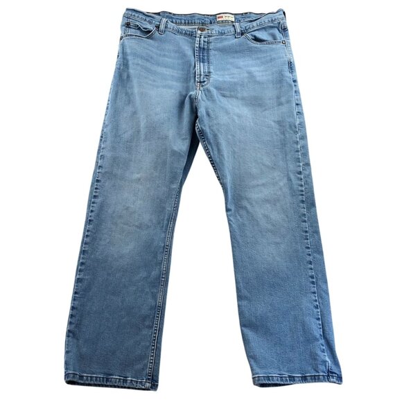 Wrangler Mens Jeans Size 38x28 Measured Relaxed Fit Bootcut Blue Denim Casual - Picture 1 of 14
